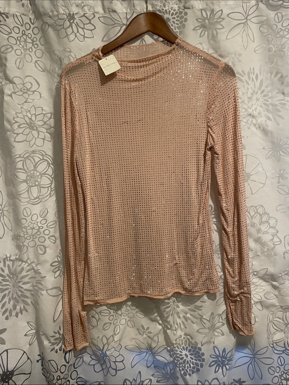 Free People Intimately sheer blush sequin top